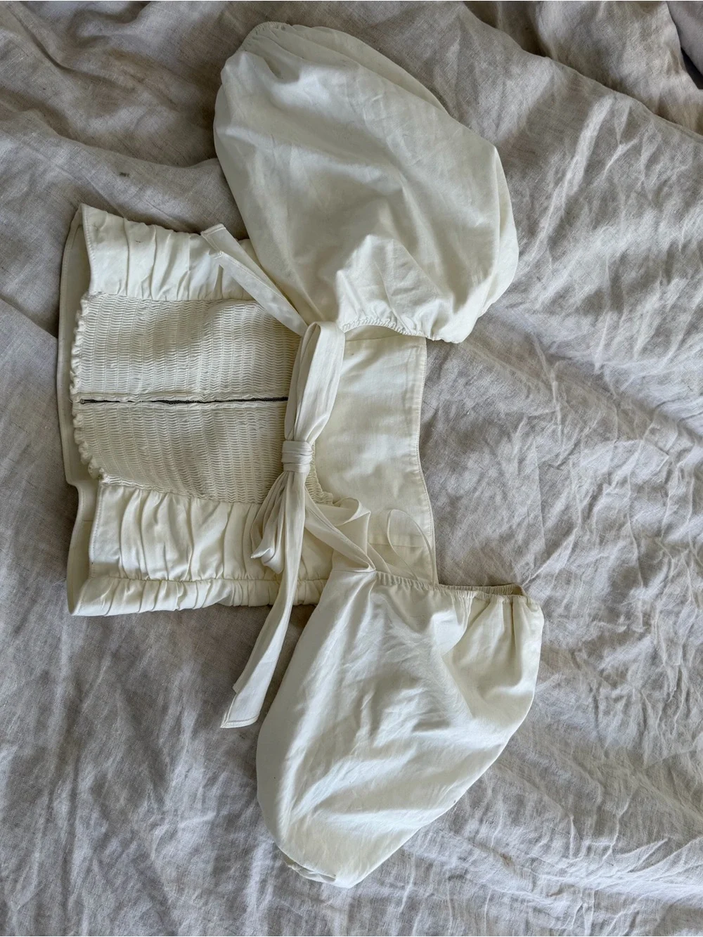 Reformation Cream Draped Square-Neck Puff Sleeve Camisole